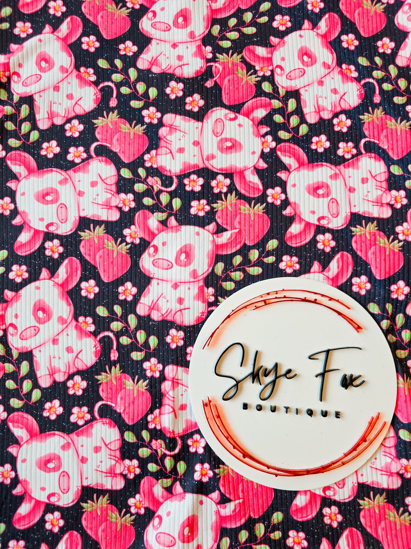 RIB Fabric Pink cow
