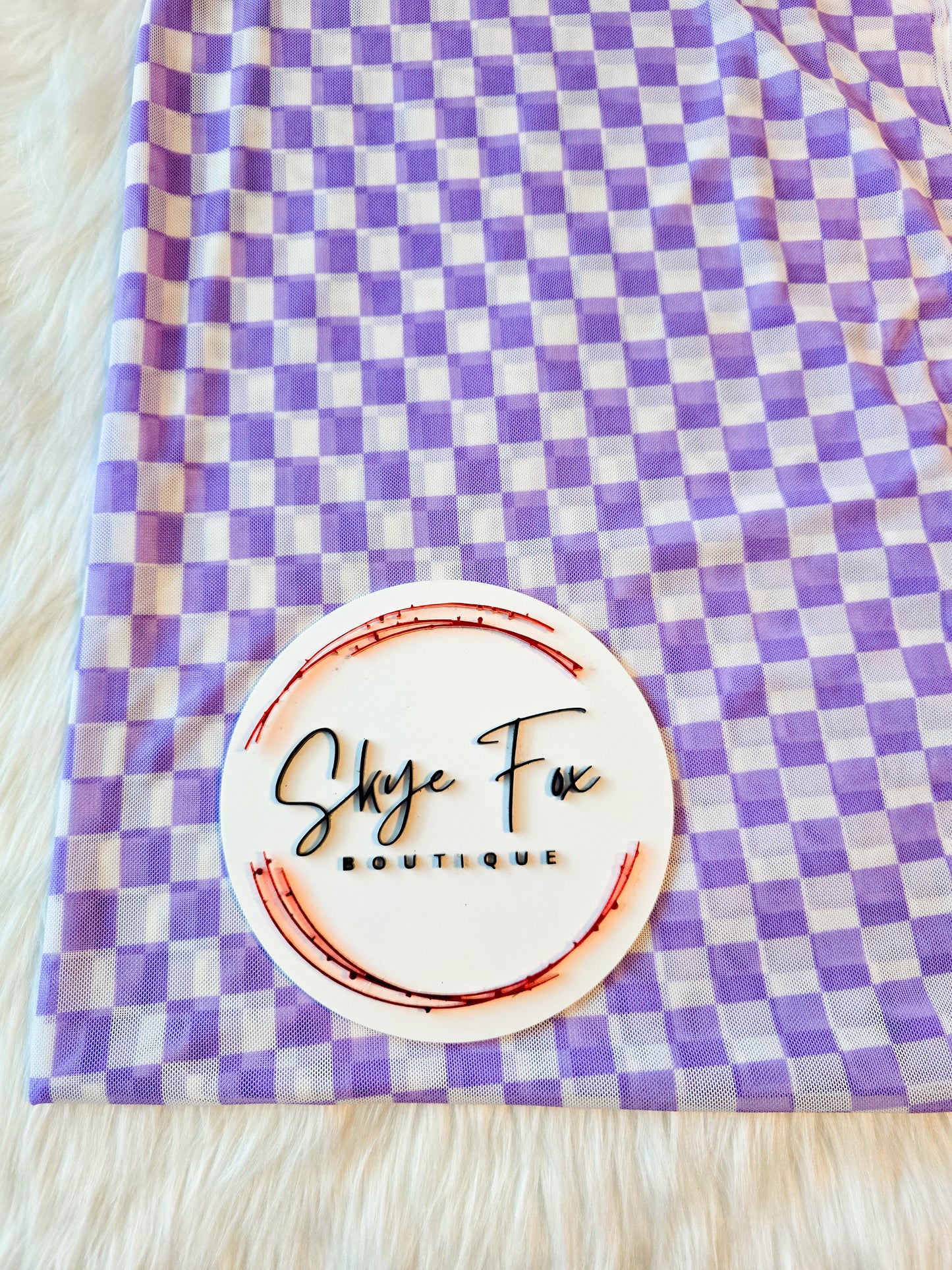 Mesh Fabric purple check