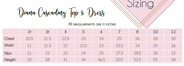 Diana's Cascading Flounce Top/ Dress 2T to 12y