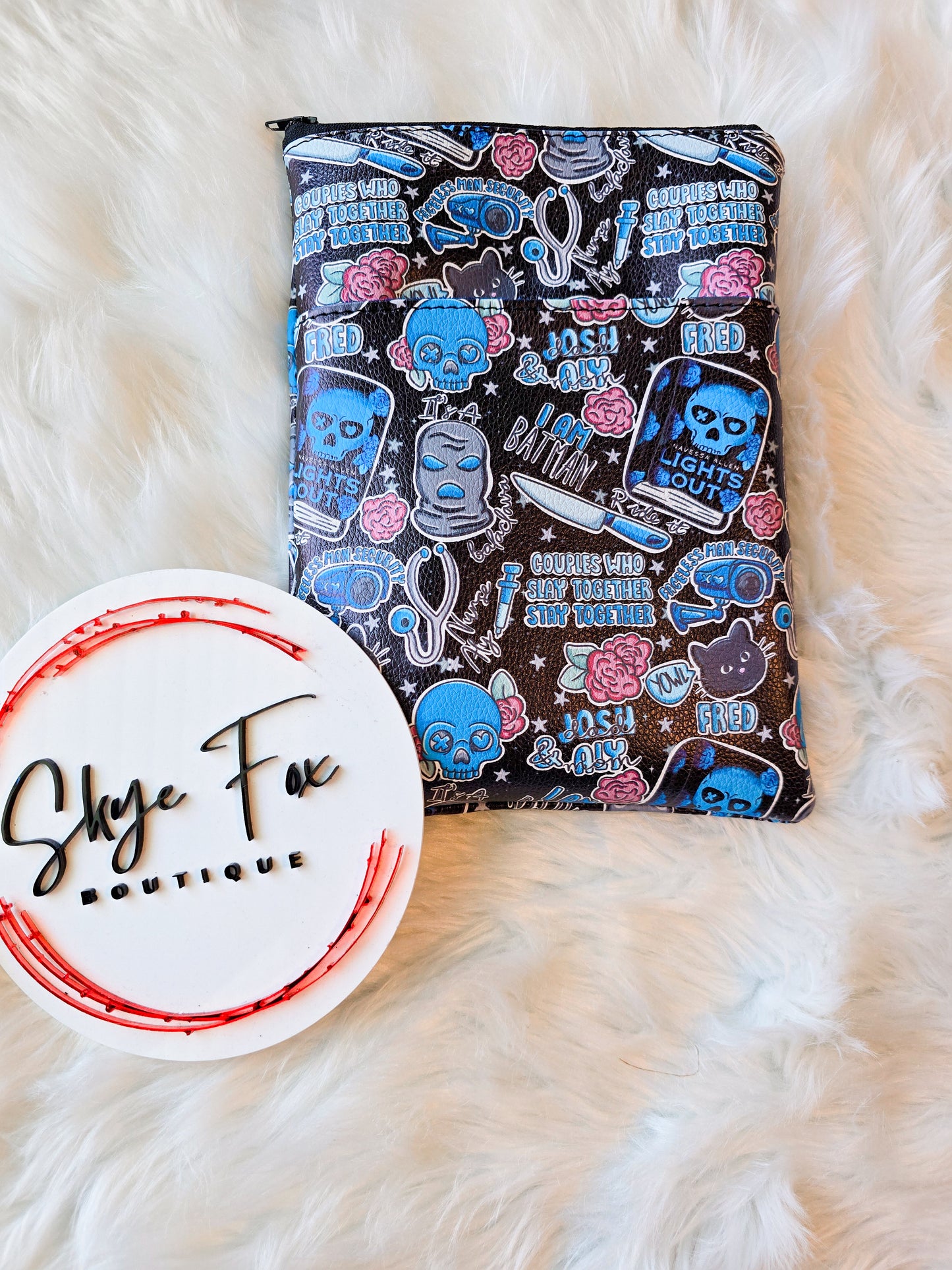 BLUE Kindle/ Book sleeve Zipper bag