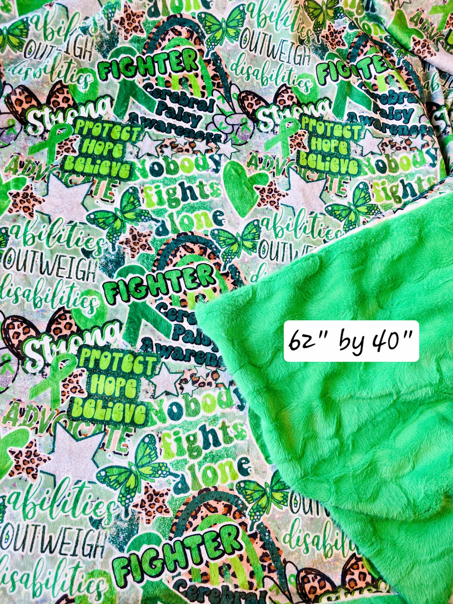 Ready to Ship Cerebral Palsy Awareness Minky Blanket