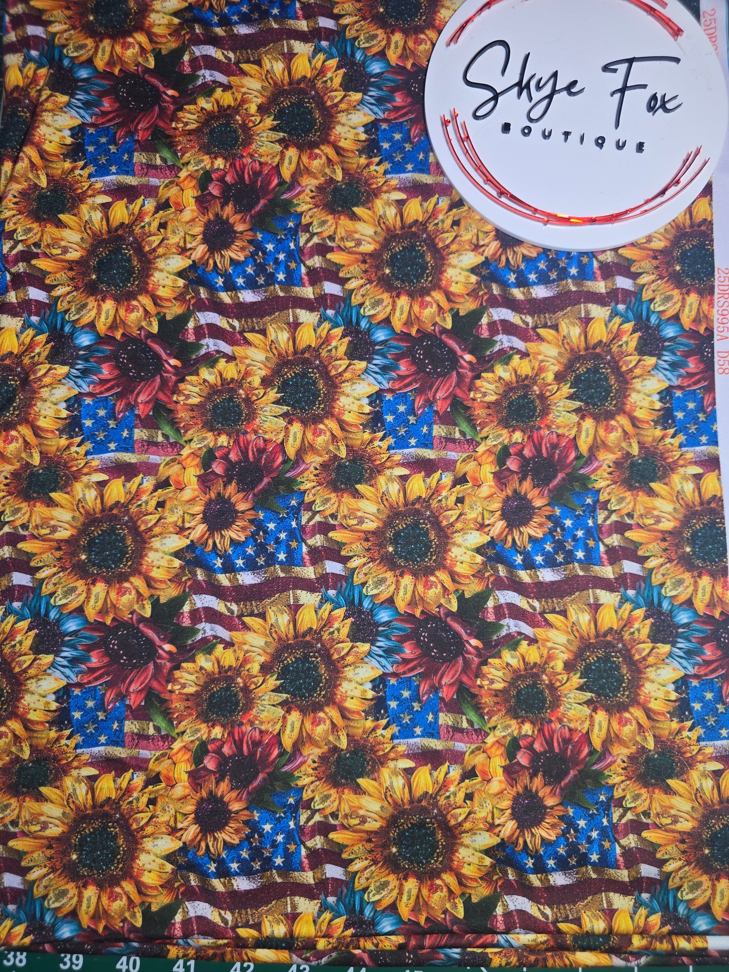 DBP Fabric Sunflower Red white blue