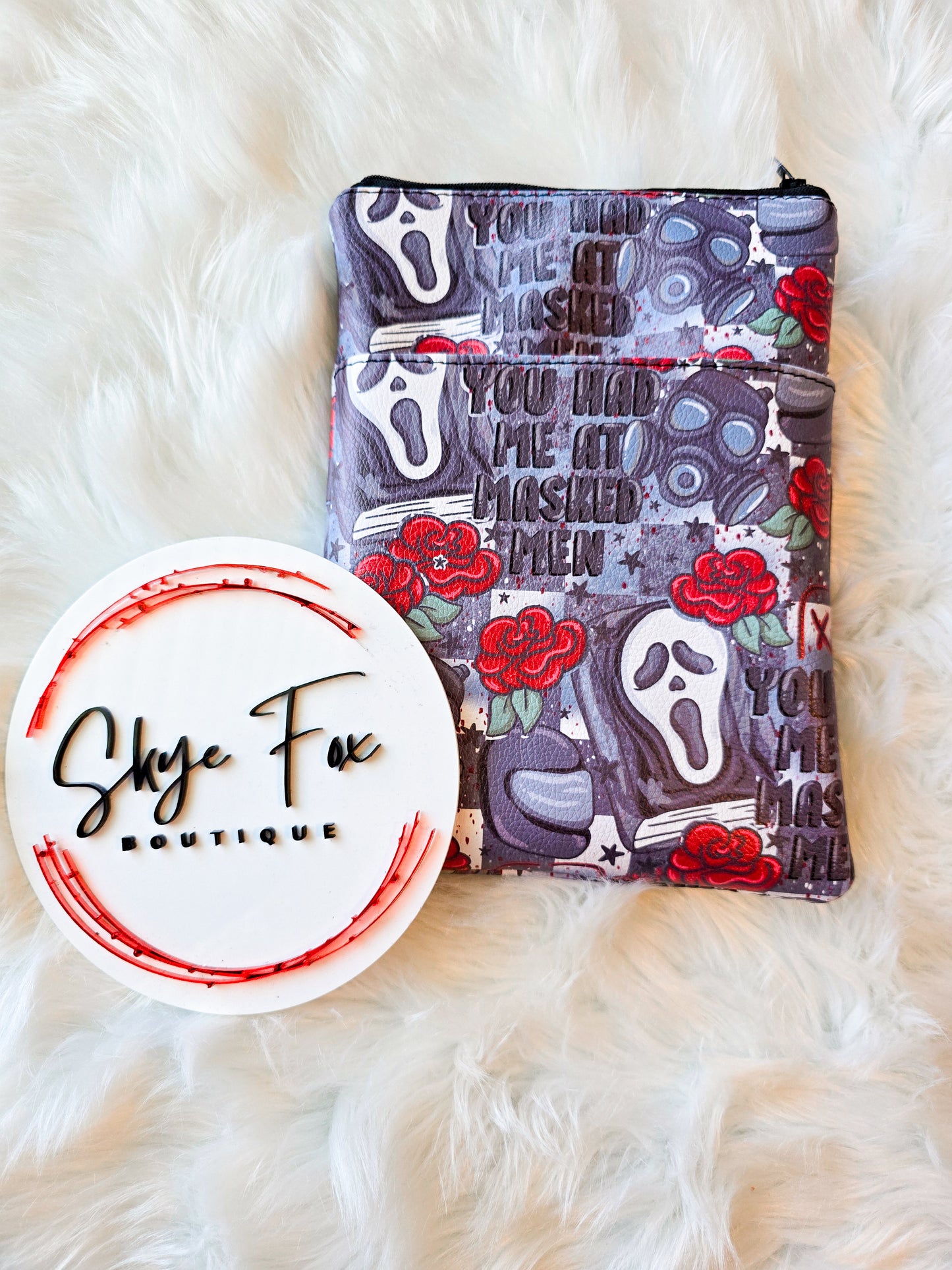Masked Kindle/ Book sleeve Zipper bag