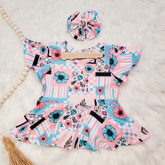 9-12months Peplum & Bow Set