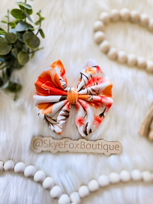 Orange Floral 4" Hair Bow