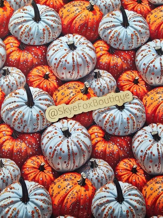 Fall pumpkins white orange glitter