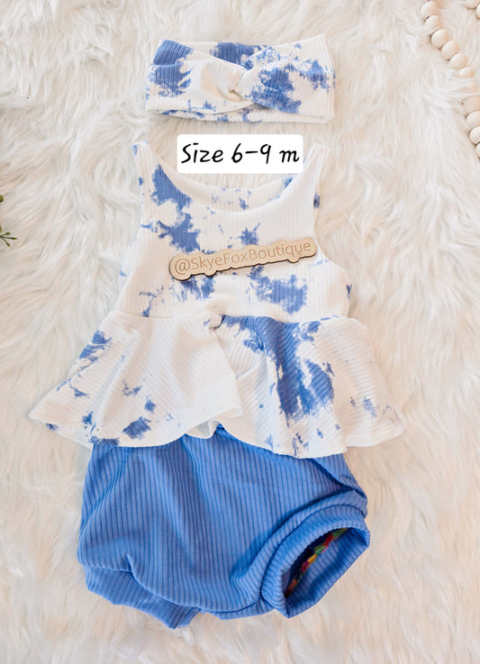 RTS Peplum Tank, Bummies, headband Set 6-9m