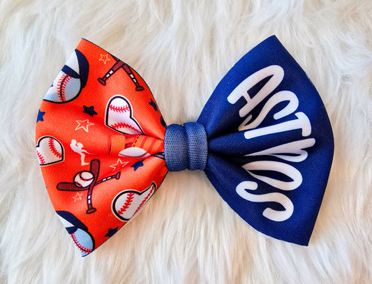 Blue Orange Bow 4"