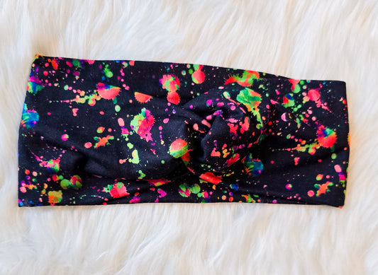 Twist Headband neon splatter