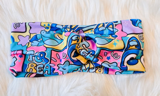 Twist Headband blue dog
