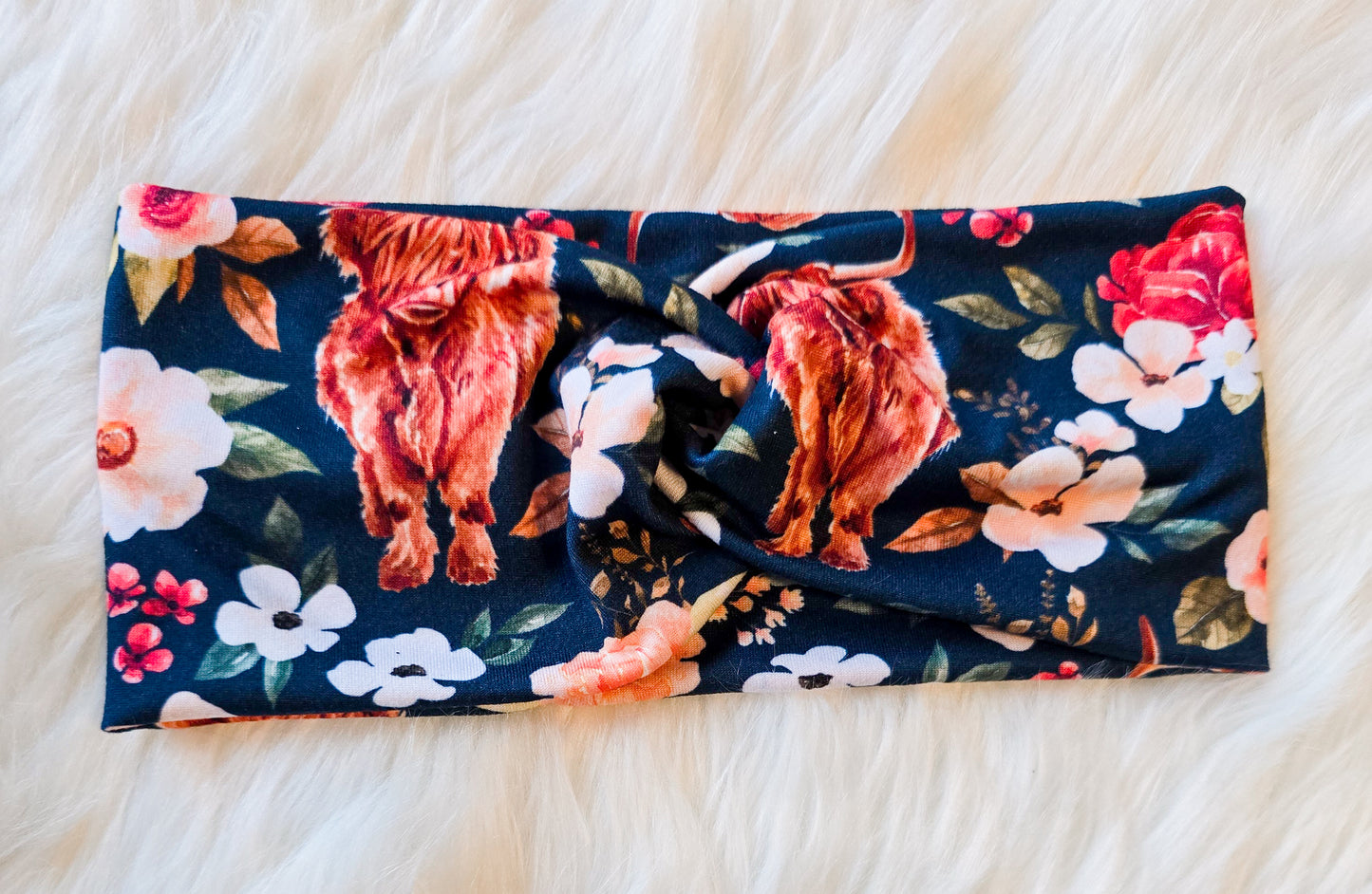 Twist Headband highland cow
