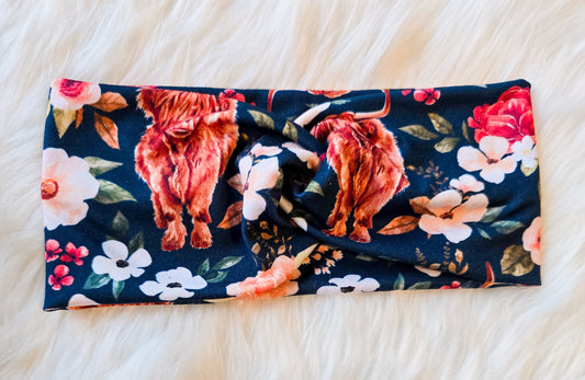Twist Headband highland cow