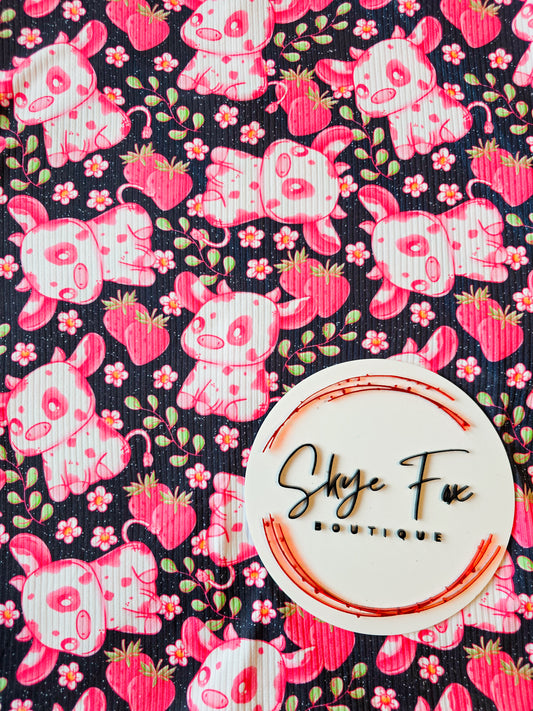 RIB  Fabric Pink cow