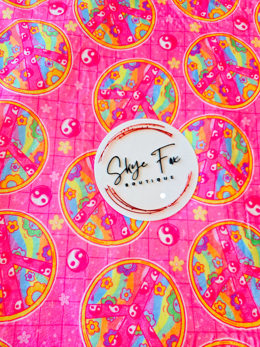 Ready to Ship Blanket size 50x60 Neon peace