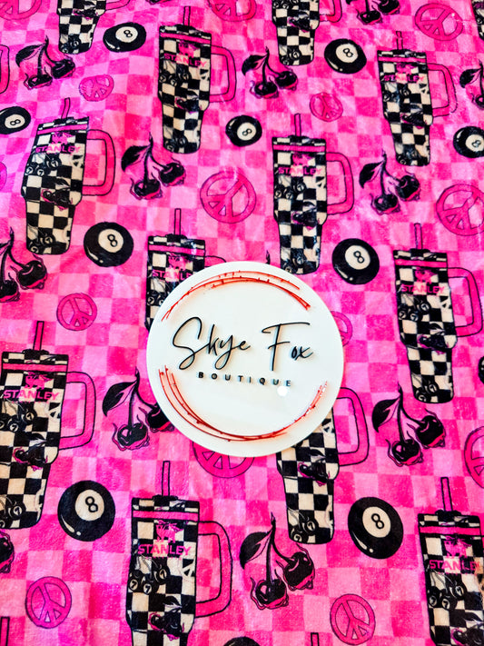 Ready to Ship, Blanket size 50x60 Checks, cup , cherry