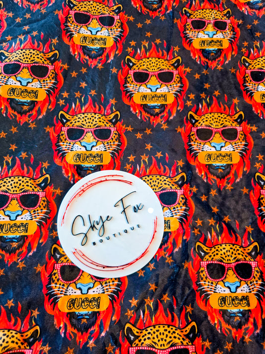 Ready to Ship, Blanket size 50x60 Flames Leopard Brand