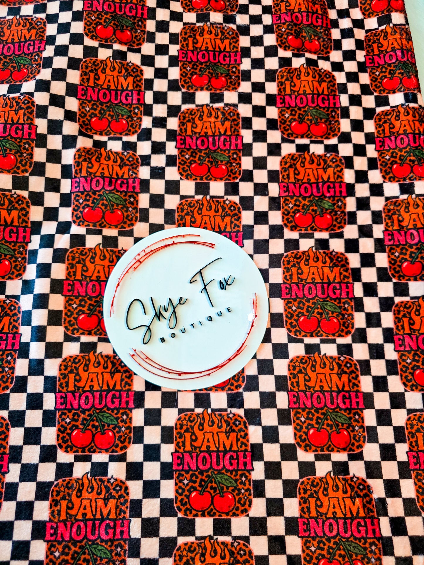 Ready to Ship, Blanket size 50x60 I am Enough