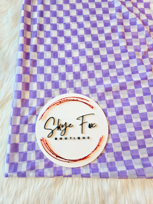 Mesh Fabric purple check