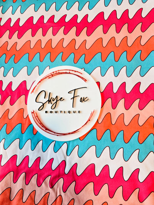 DBP Fabric waves teal orange pink