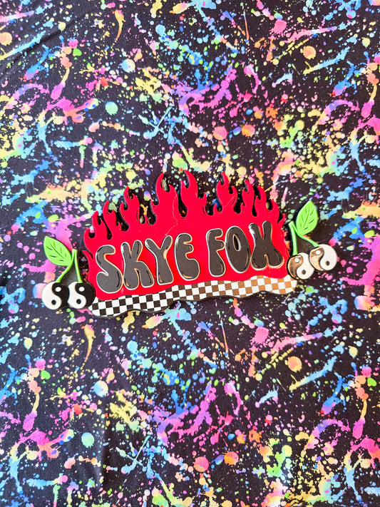 DBP Fabric rainbow Balck Splatter