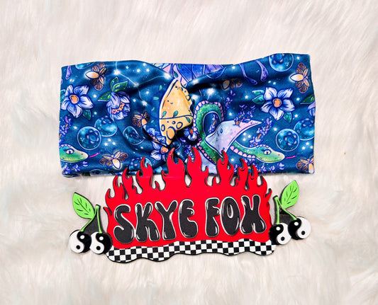 Twist Headband blue flowers moon