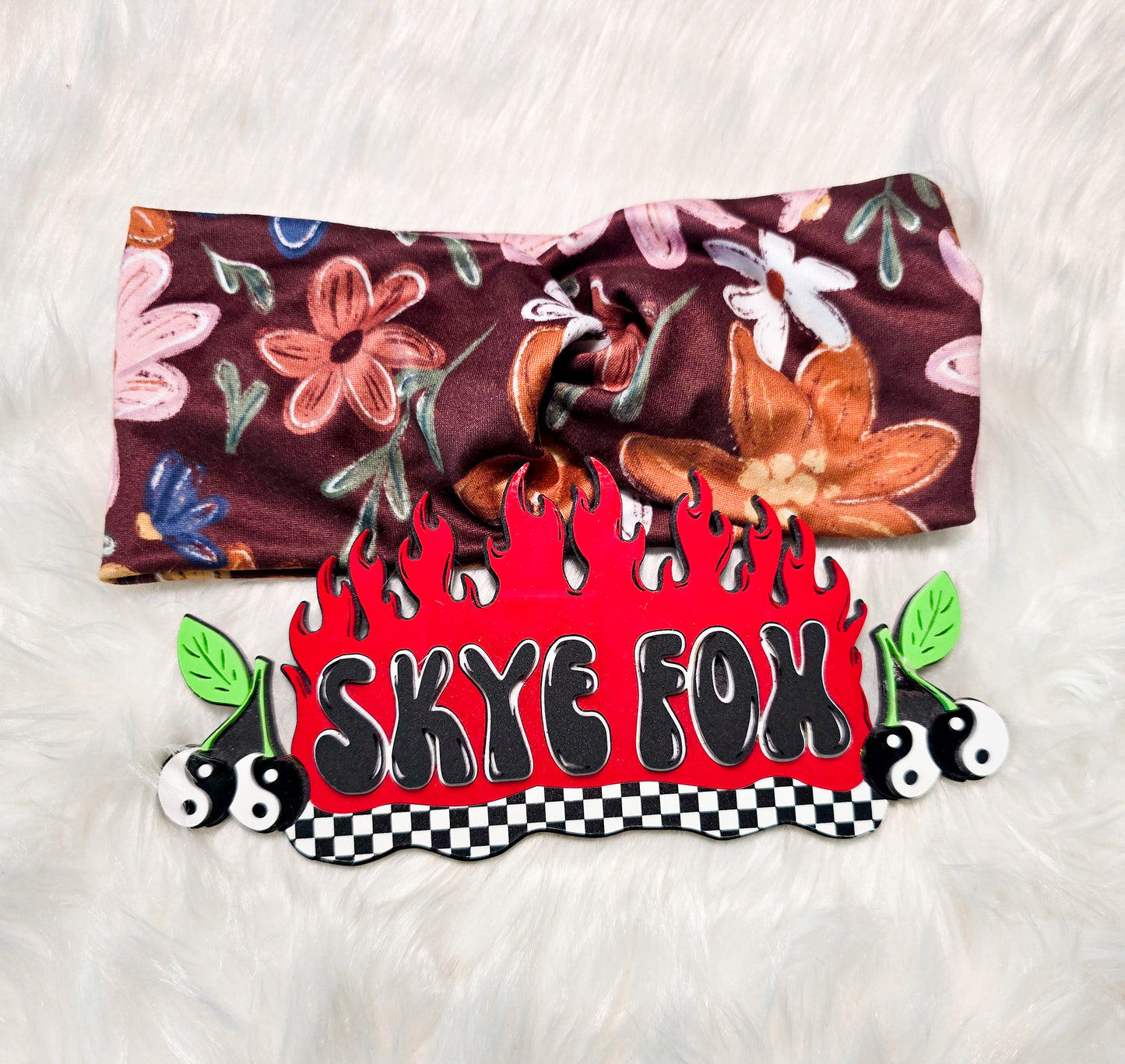 Twist Headband brown flowers