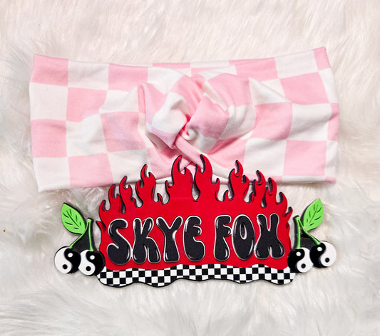 Twist Headband pink checks