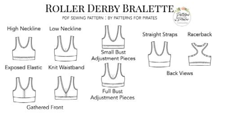 Roller Derby Bralette XXS to P5X