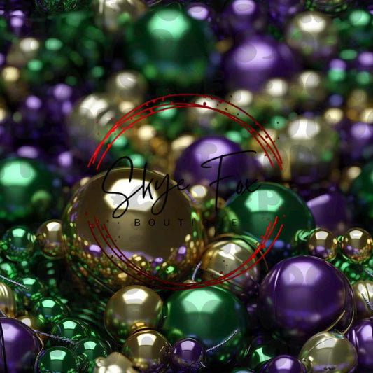 Mardi Gra beads glitter