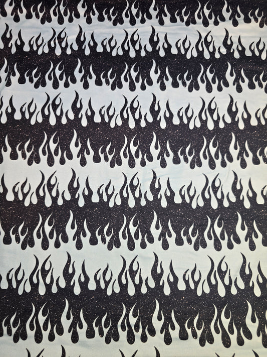 DBP Fabric white black flames